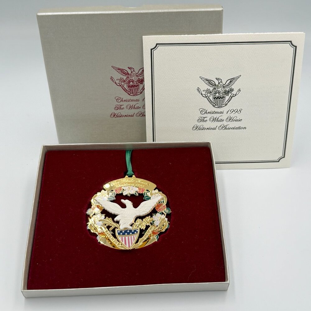 1998 WHITE HOUSE HISTORICAL ASSOCIATION  EAGLE ORNAMENT Buchanan box insert